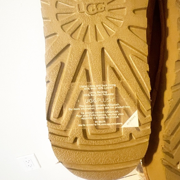 Ugg Plush Tasman chestnut winter tan wool blend slip on fuzzy slippers - Picture 10 of 12